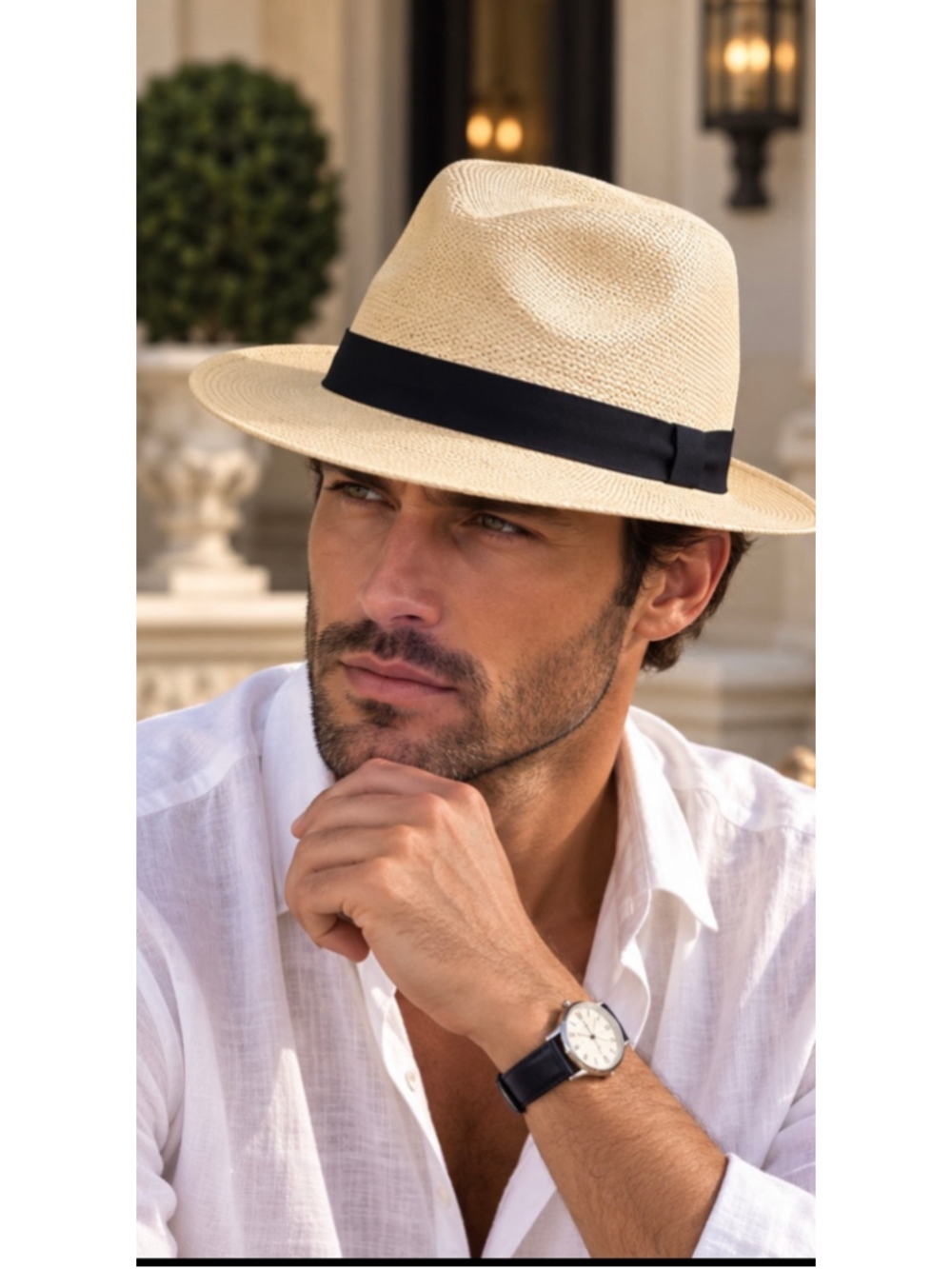 Men's Stetson Jefferson Panama Hat Size 58/L beige and Black New w Tag